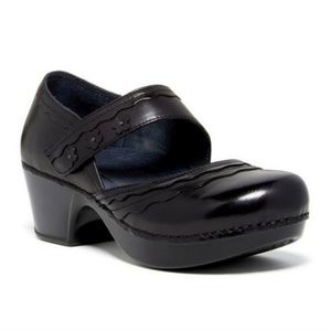 Dansko Harlow Black Leather Mary Jane Clog 40